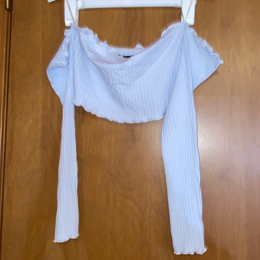 Forever 21 Off the shoulder blue crop top